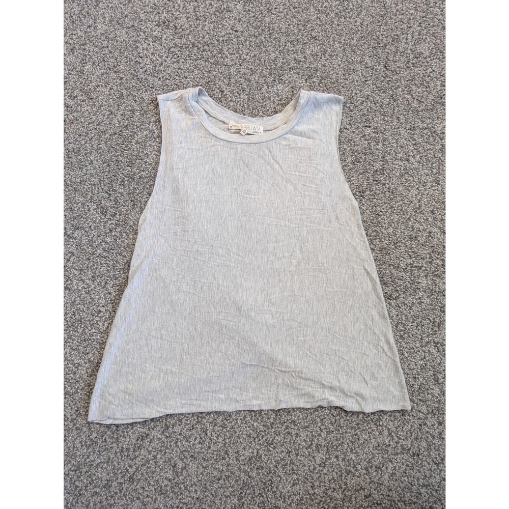 Joah Brown Heather Grey Crossover Open Back Sleeveless Tank Top One Size USA